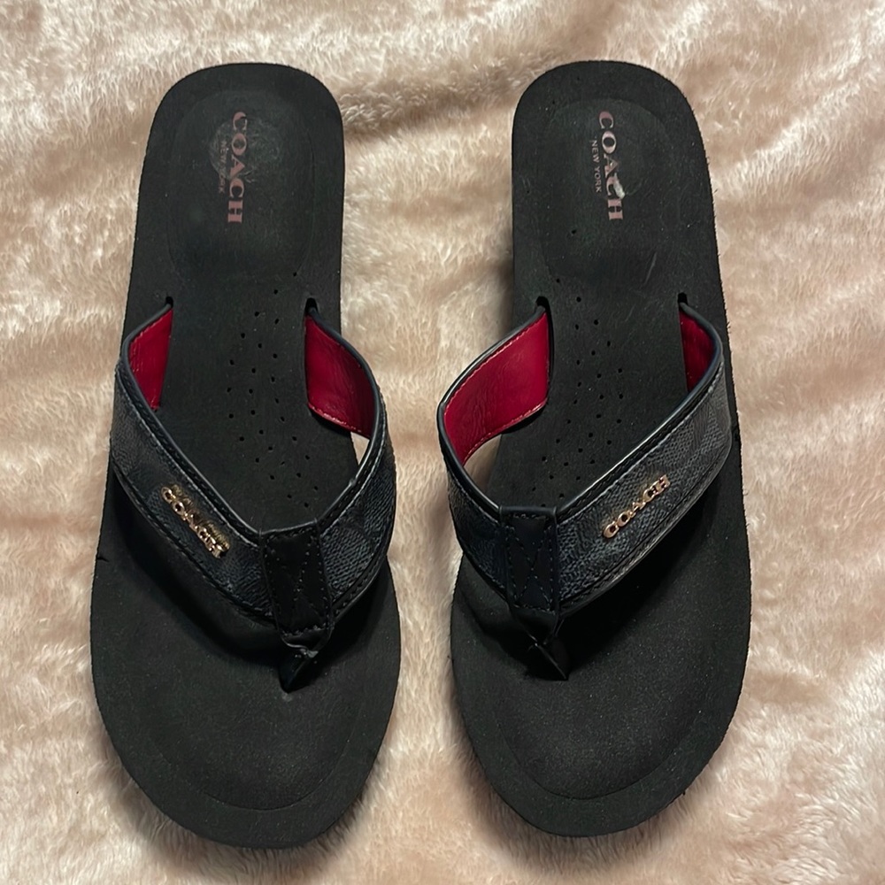 Black Coach Jolene platform wedge sandal SZ 39 / 9B